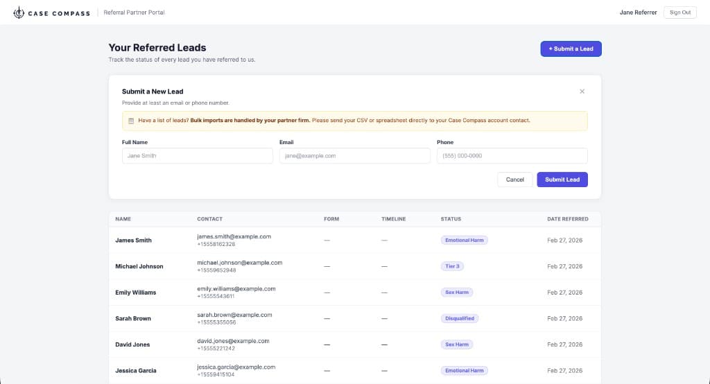 Referral partner portal