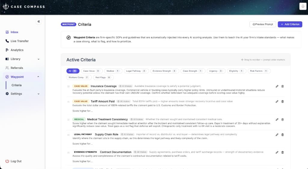 Case Compass — Waypoint Criteria