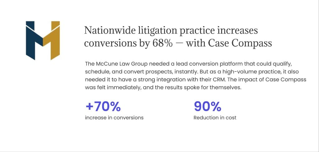 McCune Law Group — 68% increase in conversions with Case Compass